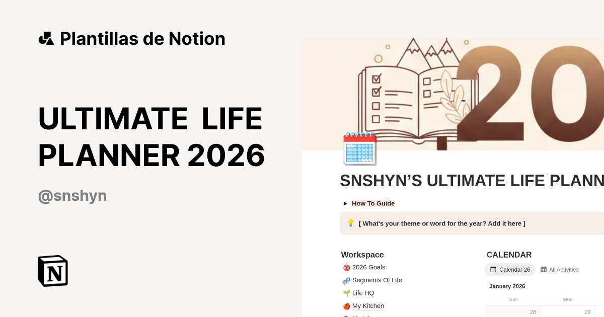 Plantilla ULTIMATE LIFE PLANNER 2026 | Notion Marketplace
