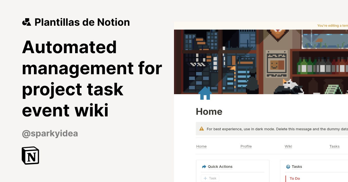 Plantilla Automated management for project task event wiki | Notion ...