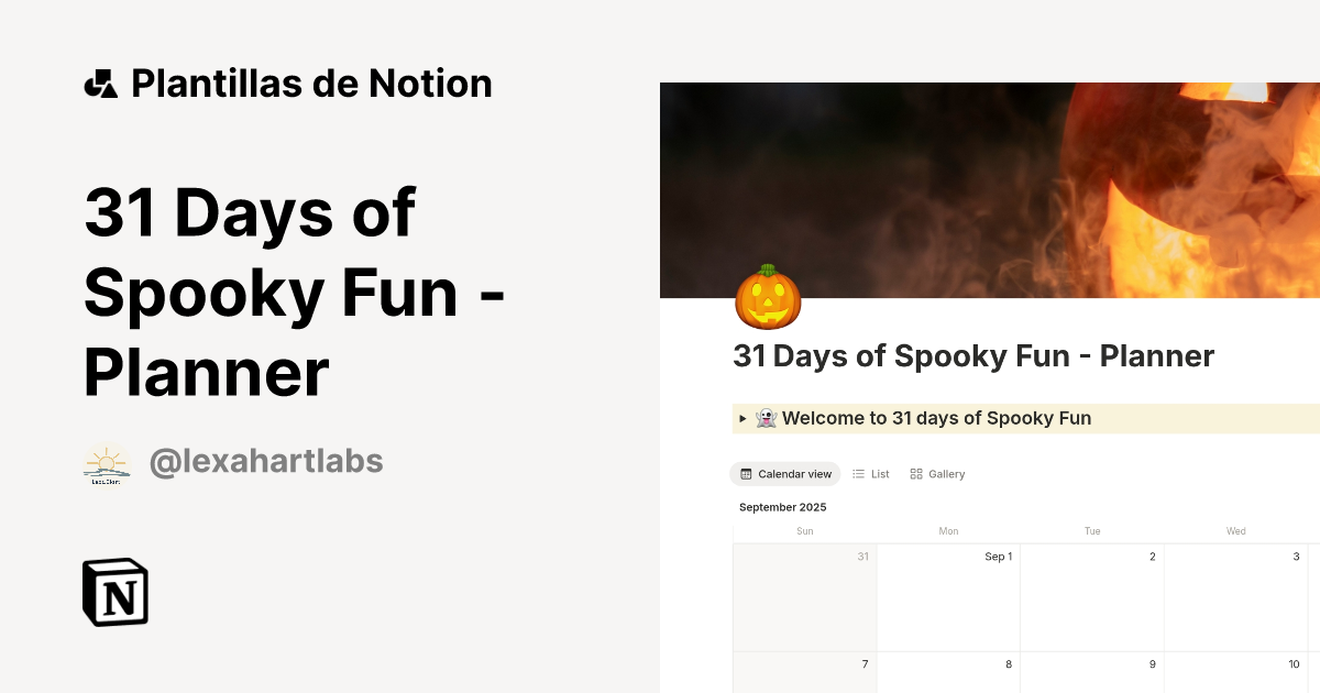 Plantilla 31 Days of Spooky Fun - Planner | Notion Marketplace
