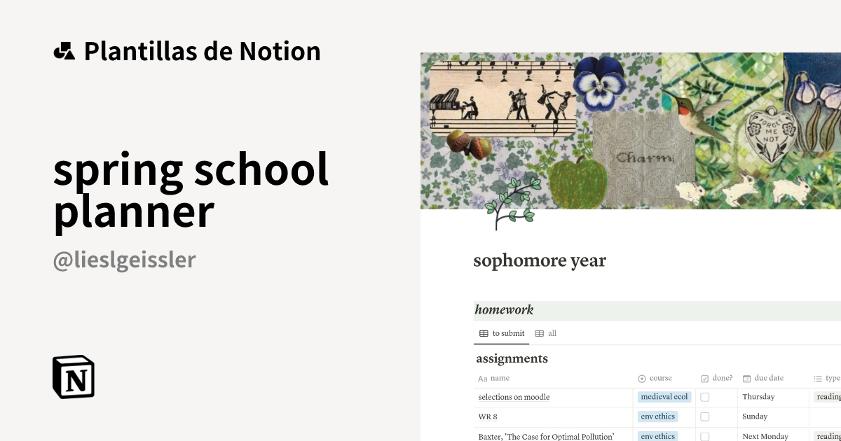 Plantilla spring school planner | Notion Marketplace