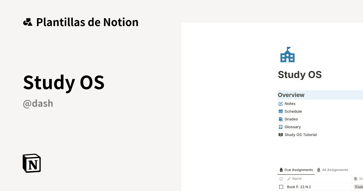 Plantilla Study OS de Dash | Notion Marketplace