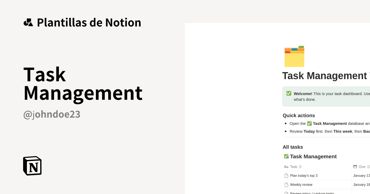 Plantilla Task Management | Notion Marketplace