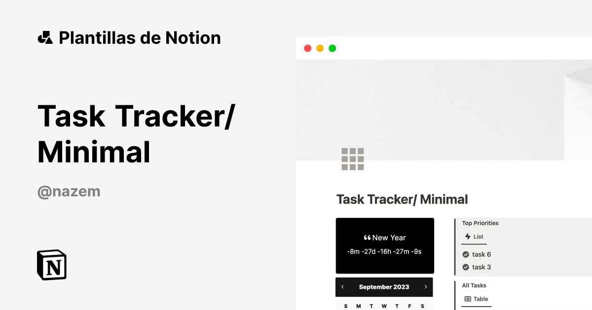 Plantilla Task Tracker/ Minimal | Notion Marketplace