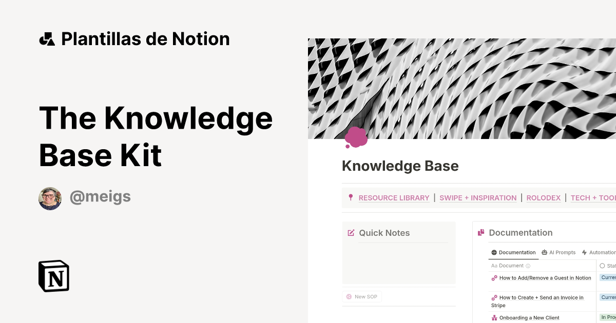 Plantilla The Knowledge Base Kit | Notion Marketplace