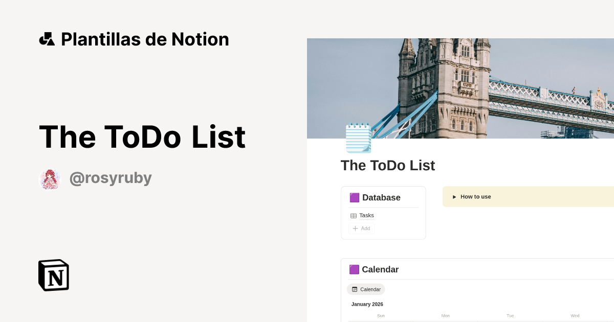 Plantilla The ToDo List de Ruby💎 | Notion Marketplace