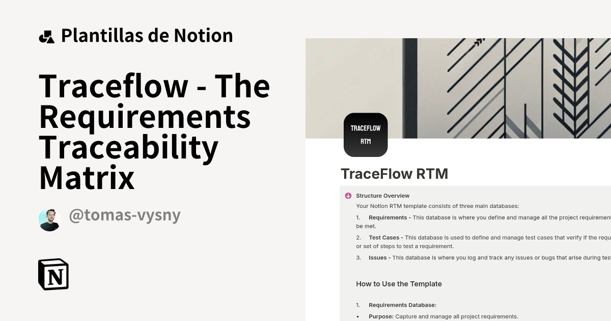 Plantilla Traceflow - The Requirements Traceability Matrix | Notion ...