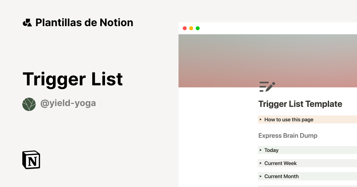 Plantilla Trigger List de Daphne Manhattan | Notion Marketplace