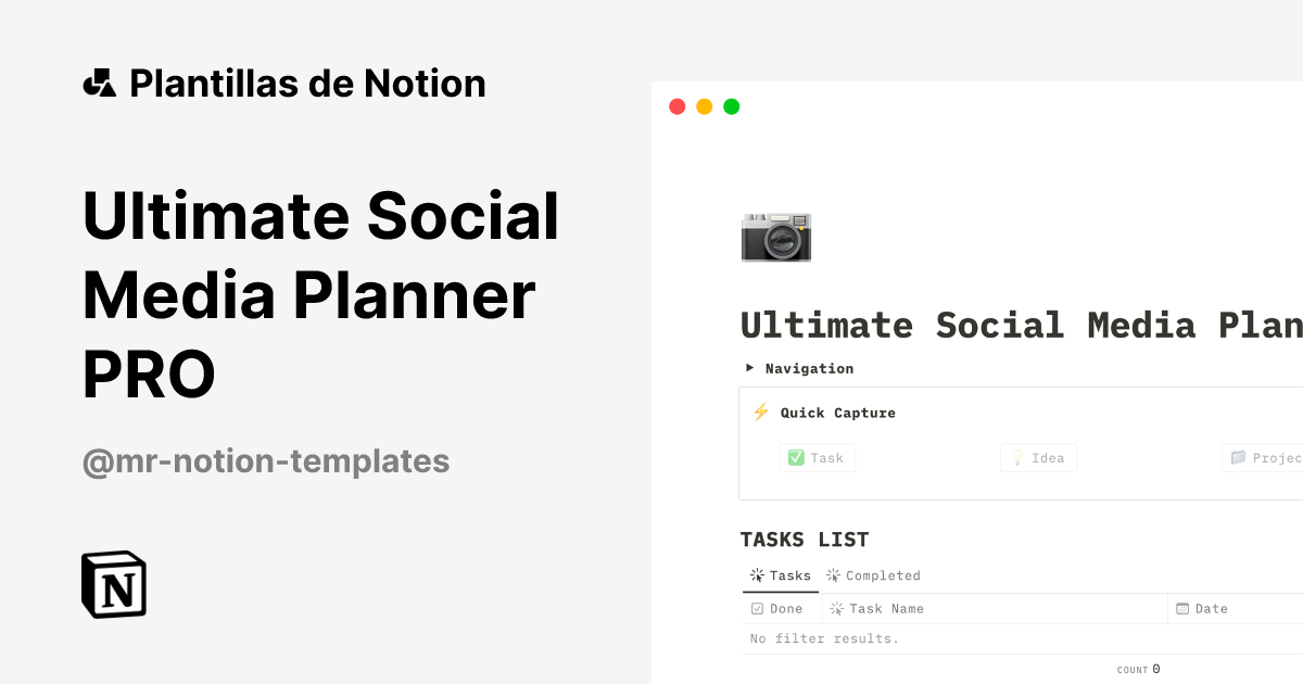 Plantilla Ultimate Social Media Planner PRO de Mr. Notion Templates ...