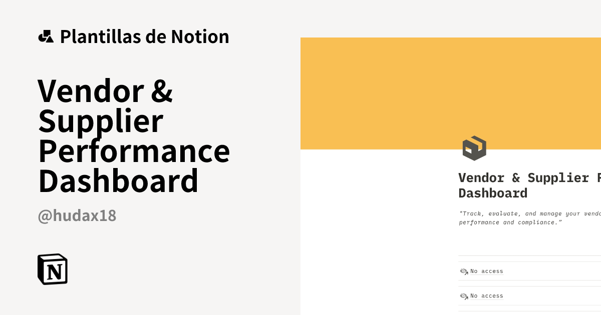 Plantilla Vendor & Supplier Performance Dashboard | Notion Marketplace