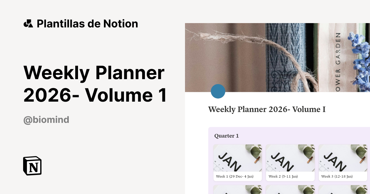Plantilla Weekly Planner 2026- Volume 1 | Notion Marketplace