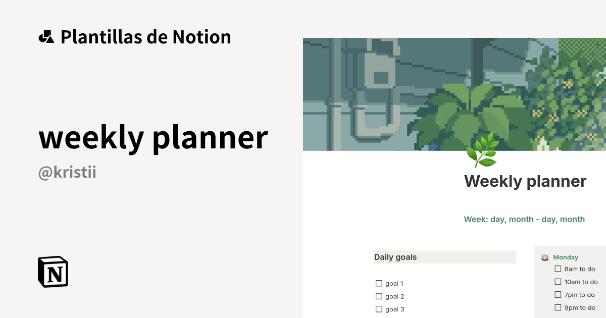 Plantilla weekly planner | Notion Marketplace