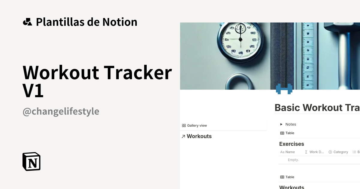 Plantilla Workout Tracker V1 | Notion Marketplace