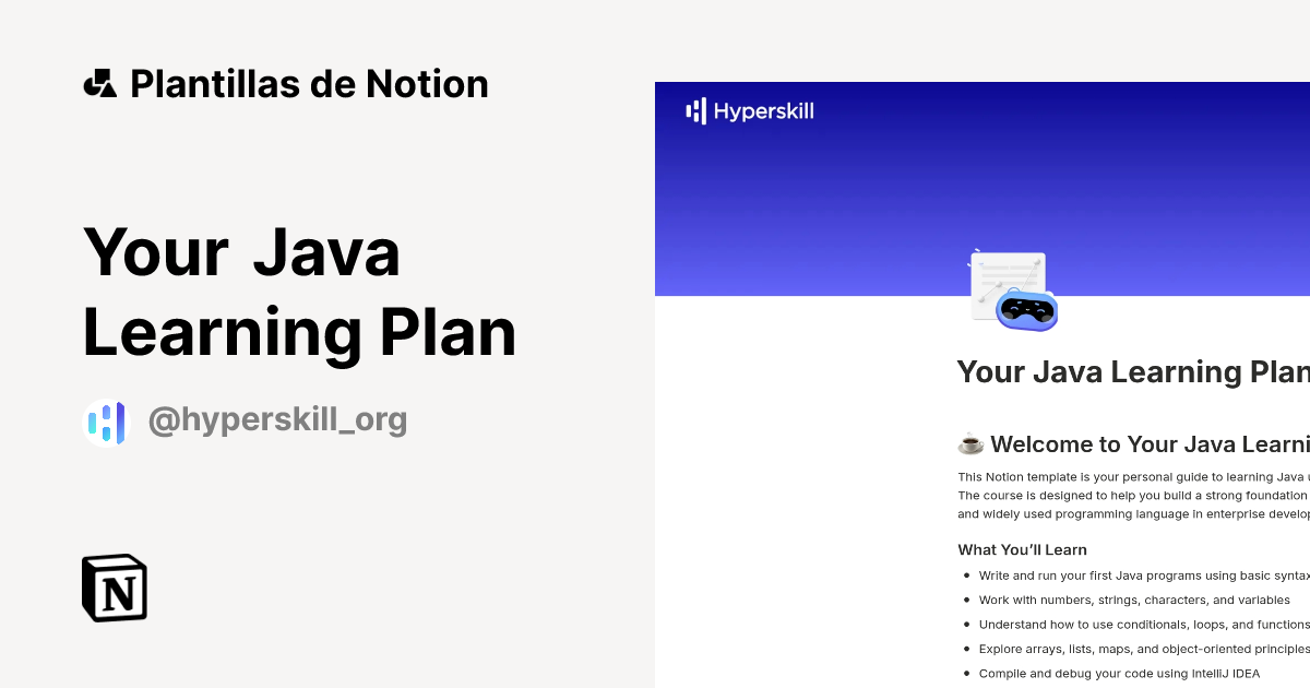 Plantilla Your Java Learning Plan | Notion Marketplace