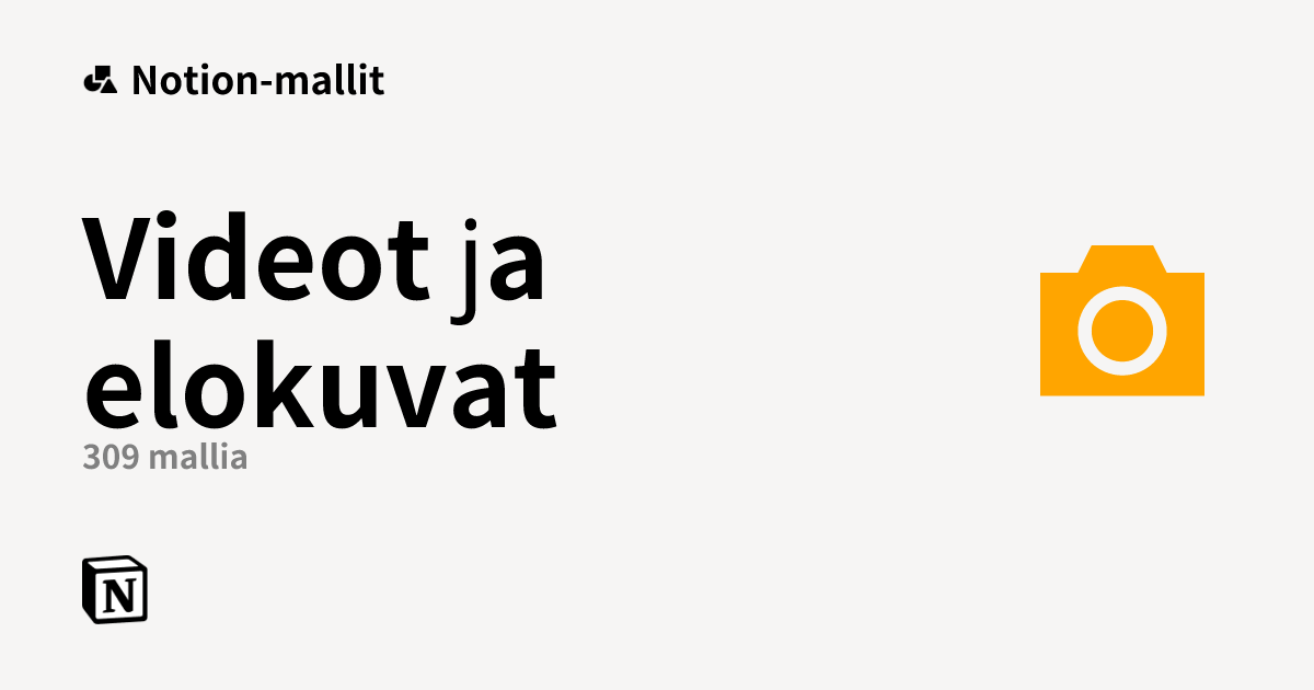 Luokan Videot ja elokuvat ilmaiset mallit kohteesta Notion | Notion ...