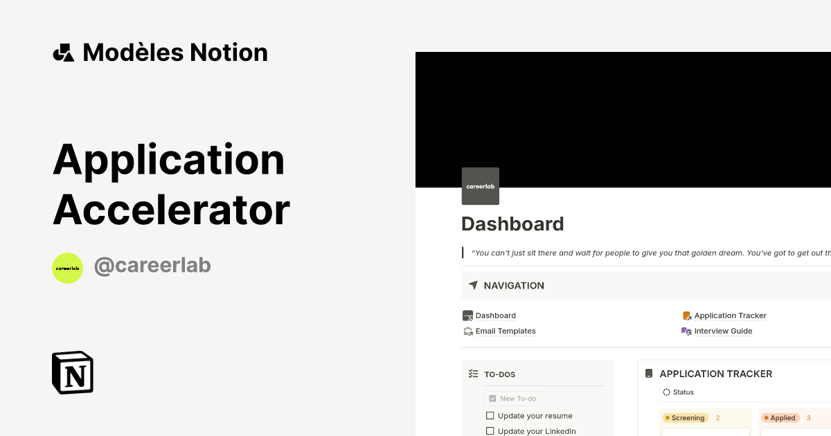 Modèle Application Accelerator | Marketplace Notion