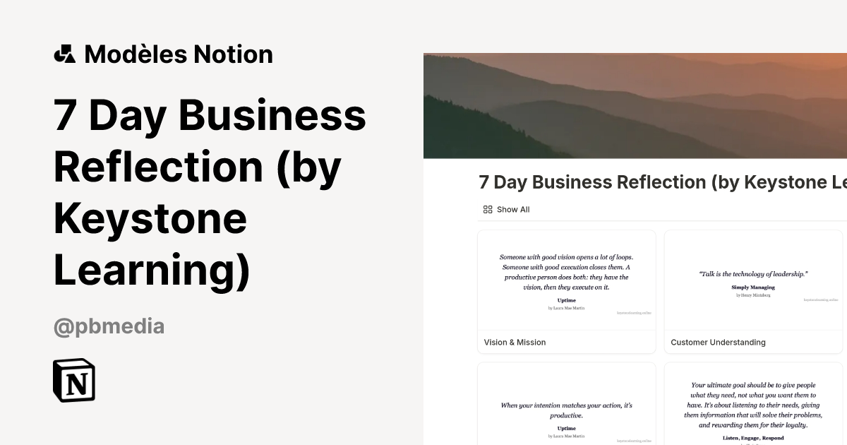 Modèle 7 Day Business Reflection (by Keystone Learning) | Marketplace ...