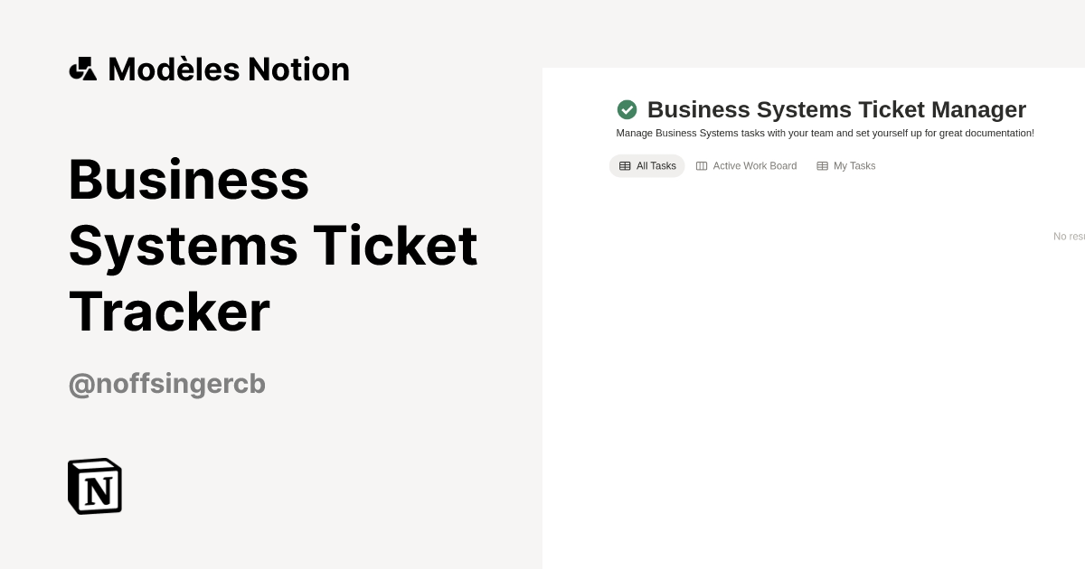 Modèle Business Systems Ticket Tracker | Marketplace Notion
