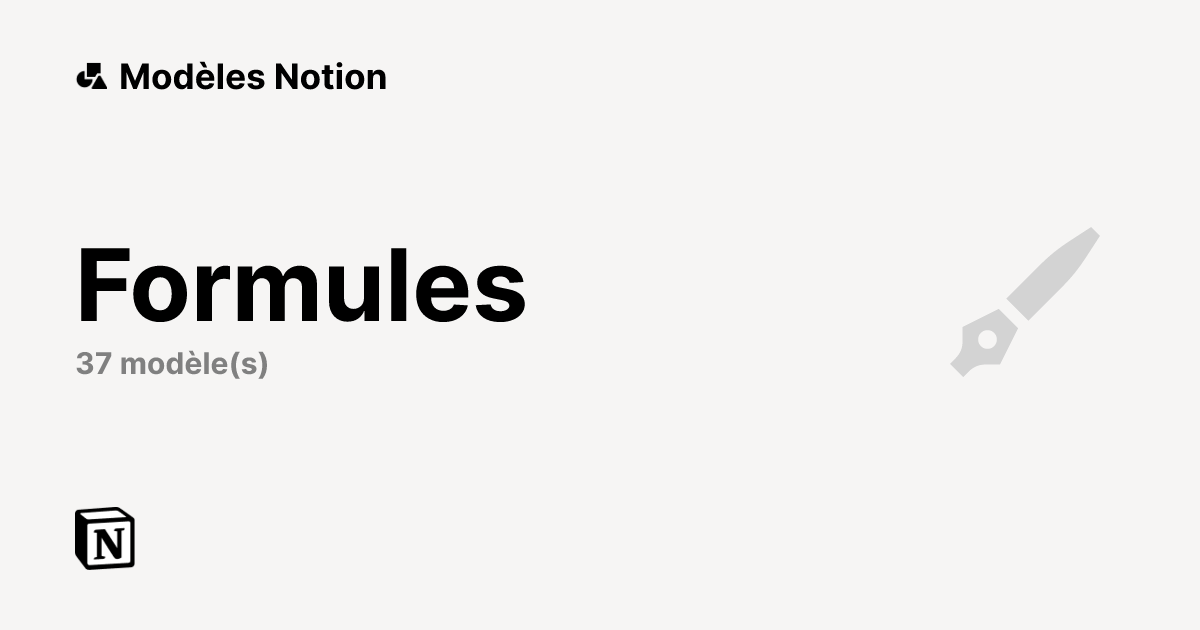 Meilleurs modèles Notion — Formules | Marketplace Notion