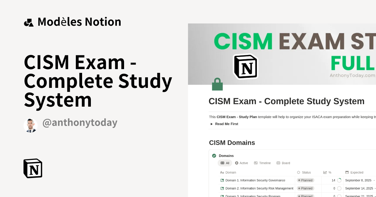 Modèle CISM Exam - Complete Study System | Marketplace Notion