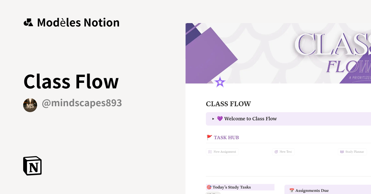 Modèle Class Flow | Marketplace Notion