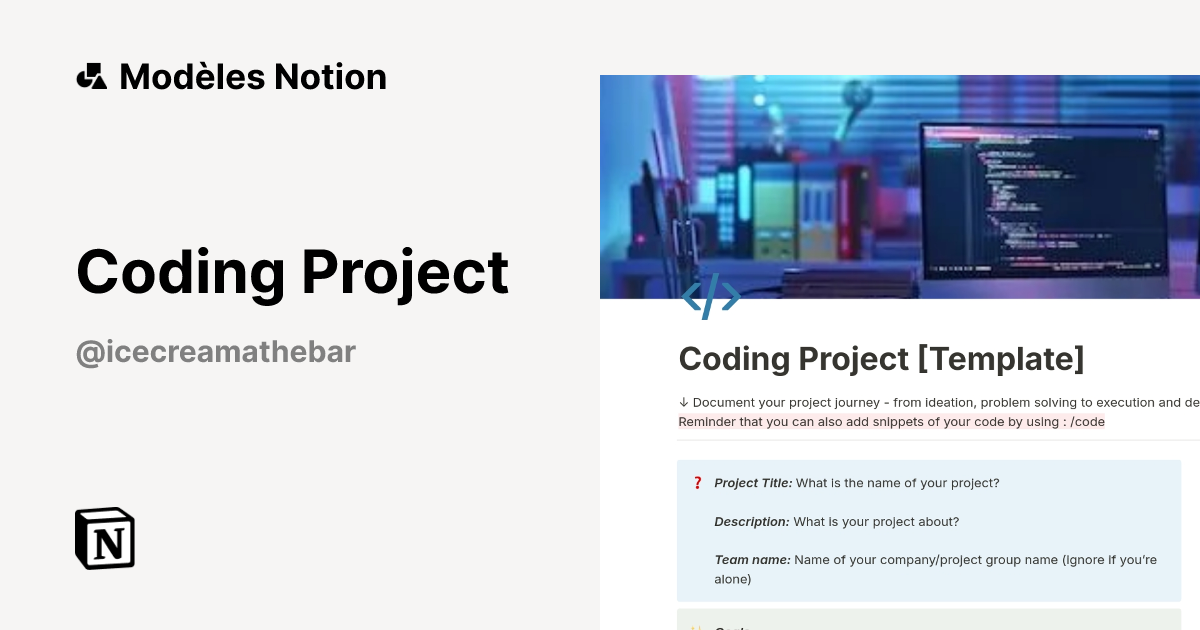Modèle Coding Project | Marketplace Notion