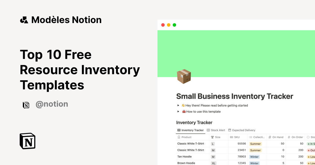 Top 10 Free Resource Inventory Templates | Marketplace Notion de modèles