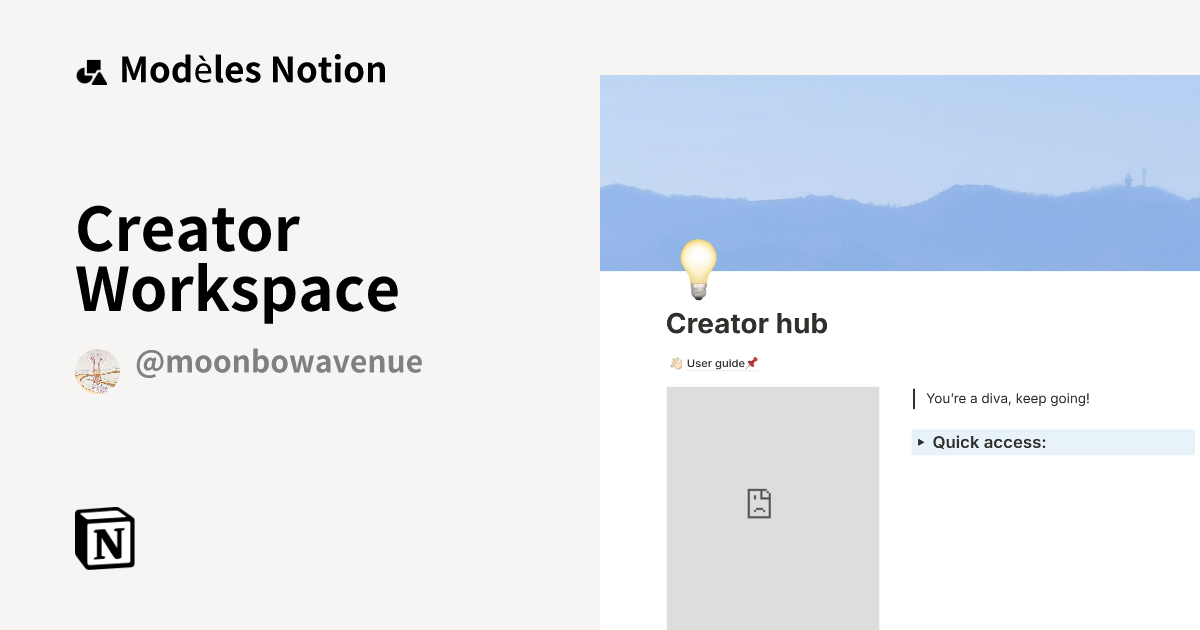 Creator Workspace | Modèle créé par Moonbow Avenue | Marketplace Notion