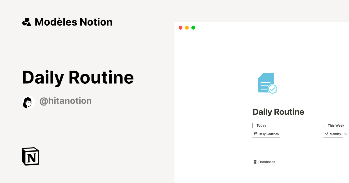 Modèle Daily Routine | Marketplace Notion