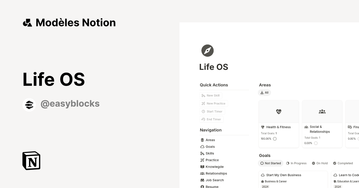 Life OS | Modèle créé par EasyBlocks | Marketplace Notion