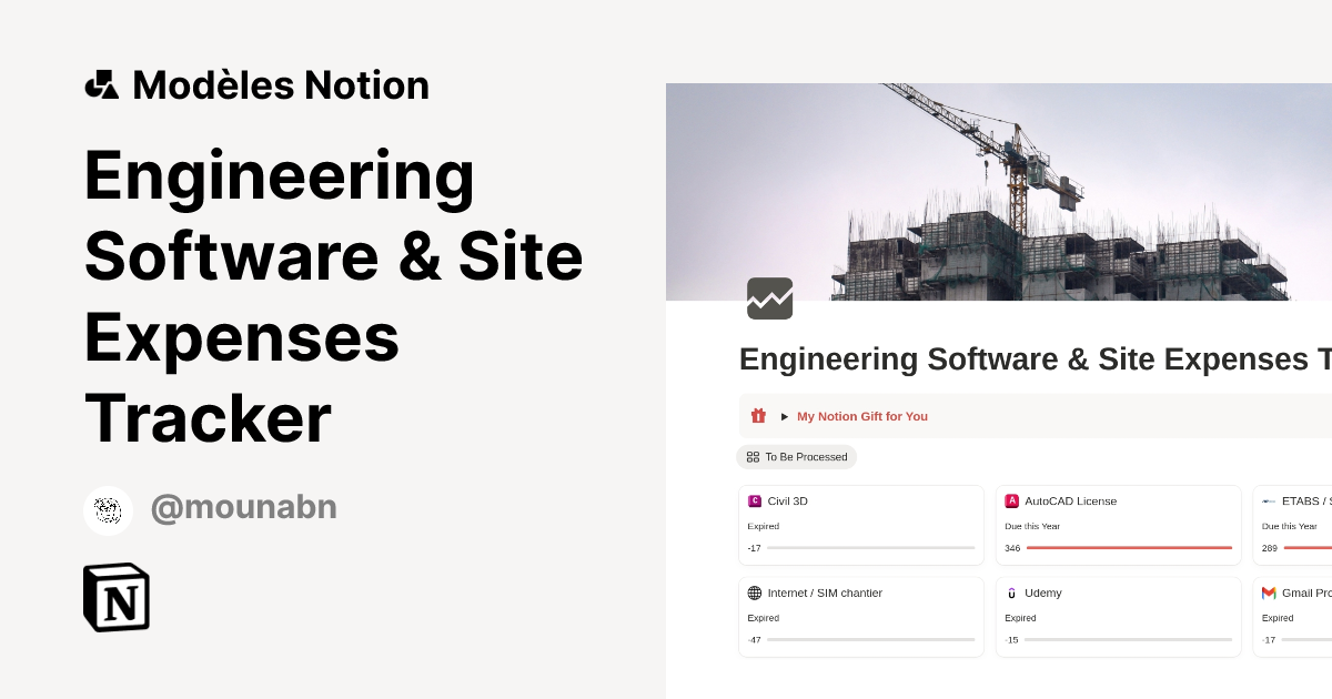 Engineering Software & Site Expenses Tracker | Modèle créé par MounaBN ...