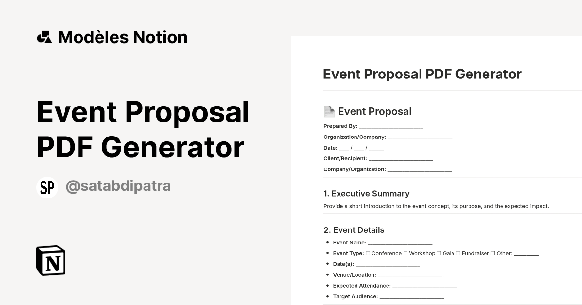 Event Proposal PDF Generator | Modèle créé par Satabdi Patra ...