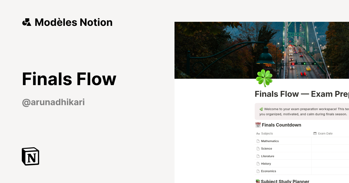 Modèle Finals Flow | Marketplace Notion