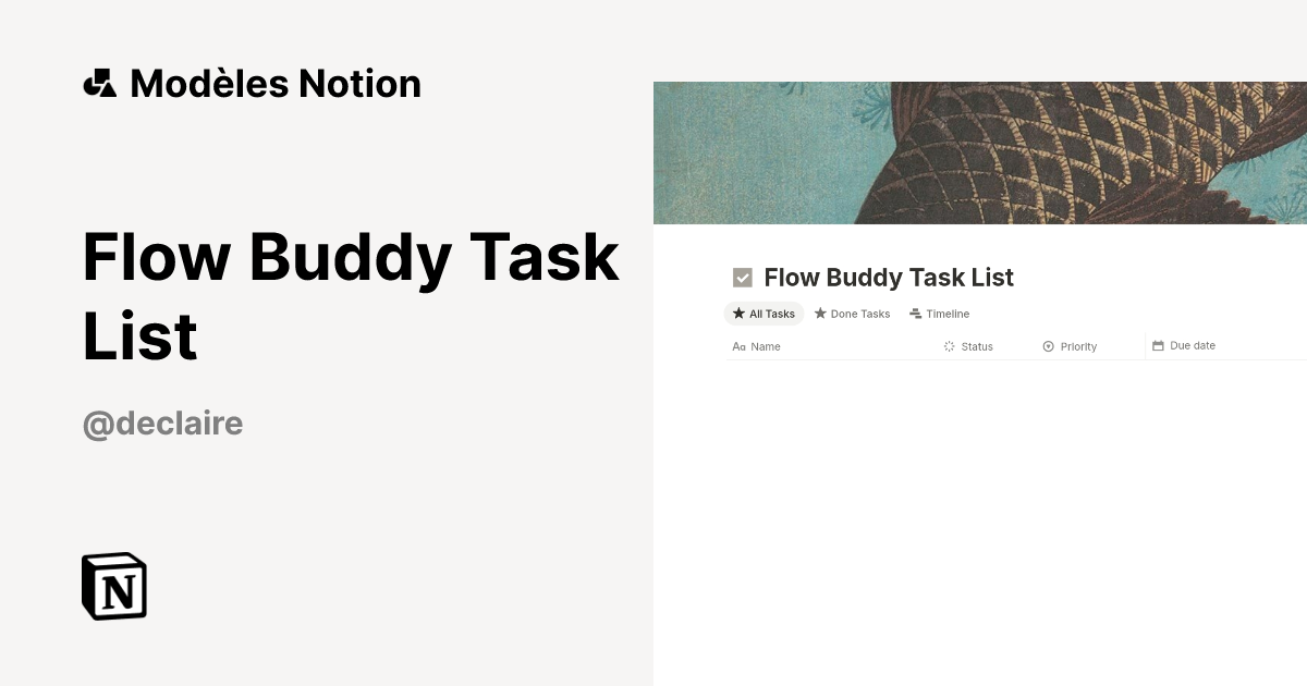 Modèle Flow Buddy Task List | Marketplace Notion