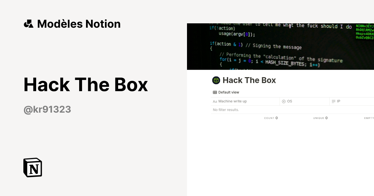 Hack The Box | Modèle créé par Ezio | Marketplace Notion