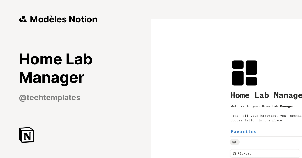 Home Lab Manager | Modèle créé par Tech Templates | Marketplace Notion