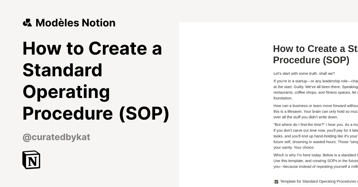 How to Create a Standard Operating Procedure (SOP) | Modèle créé par ...