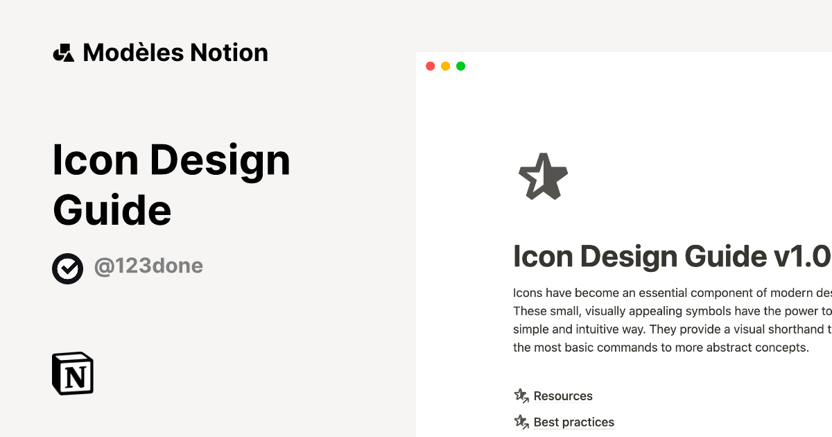 Modèle Icon Design Guide | Marketplace Notion