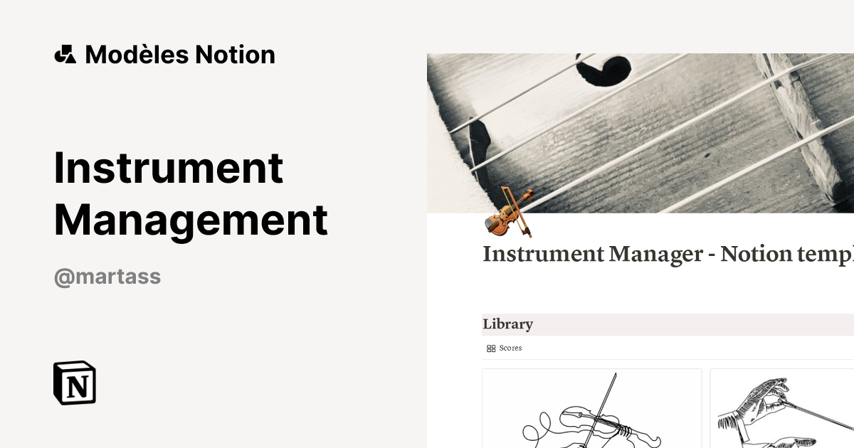 Modèle Instrument Management | Marketplace Notion