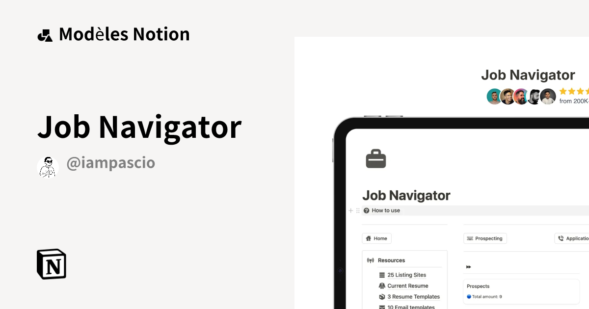 Job Navigator | Modèle créé par Pascio | Marketplace Notion