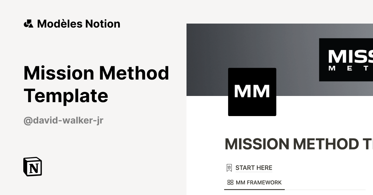 Modèle Mission Method Template | Marketplace Notion
