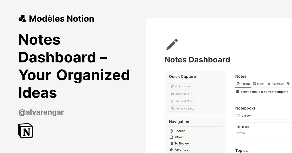 Notes Dashboard – Your Organized Ideas | Modèle créé par Sebastian ...