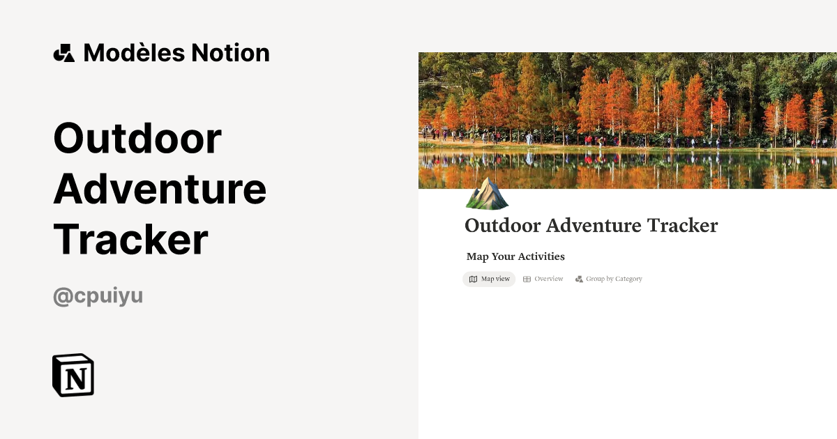 Modèle Outdoor Adventure Tracker | Marketplace Notion