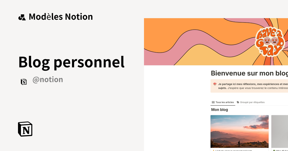 Modèle Blog personnel 2025 | Marketplace Notion