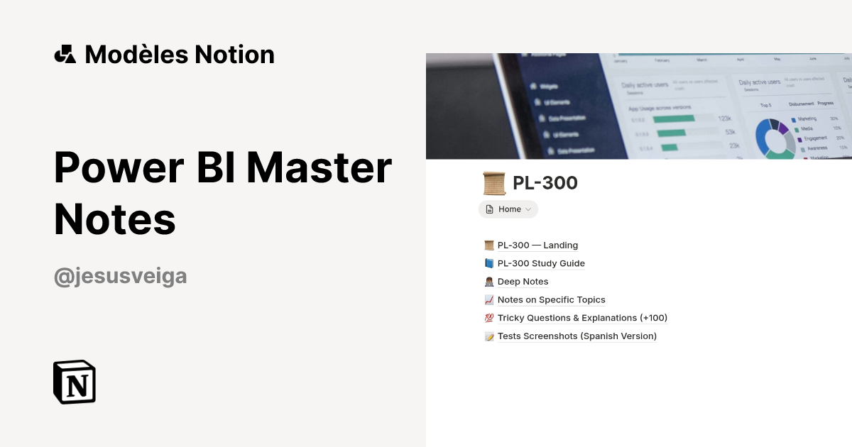 Modèle Power BI Master Notes | Marketplace Notion