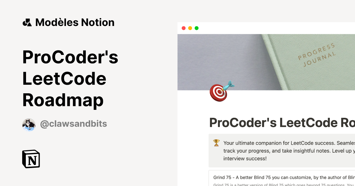 ProCoder's LeetCode Roadmap | Modèle créé par Clawsandbits ...