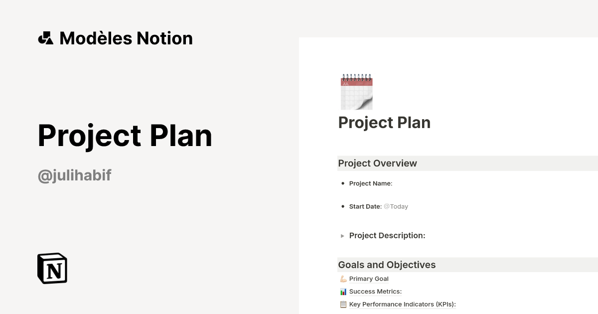 Project Plan | Modèle créé par Julieta Habif | Marketplace Notion
