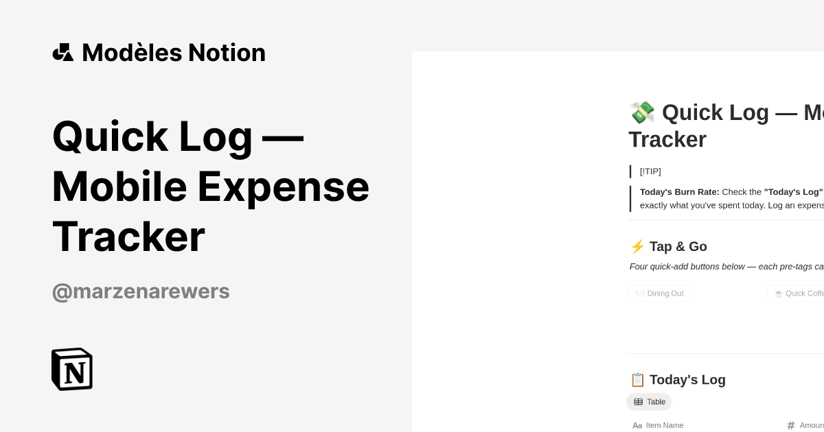 Quick Log — Mobile Expense Tracker | Modèle créé par ZILIO ...