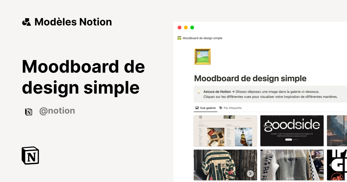 Moodboard de design simple | Modèle créé par Notion | Marketplace Notion