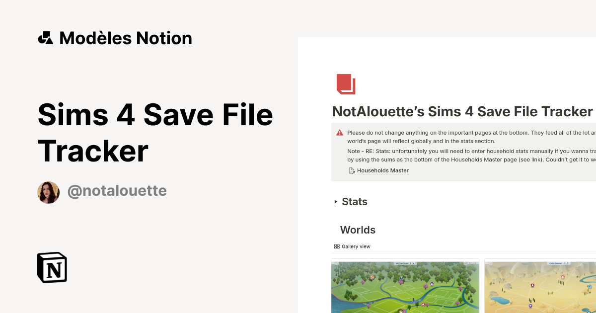 Modèle Sims 4 Save File Tracker | Marketplace Notion
