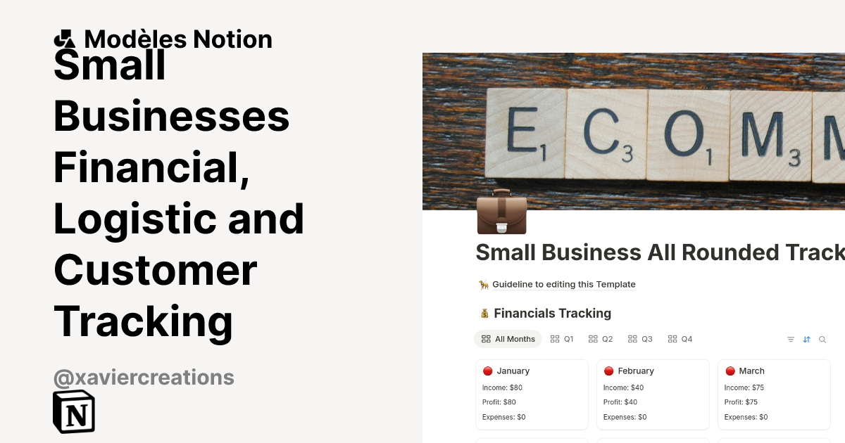 Small Businesses Financial, Logistic and Customer Tracking | Modèle ...